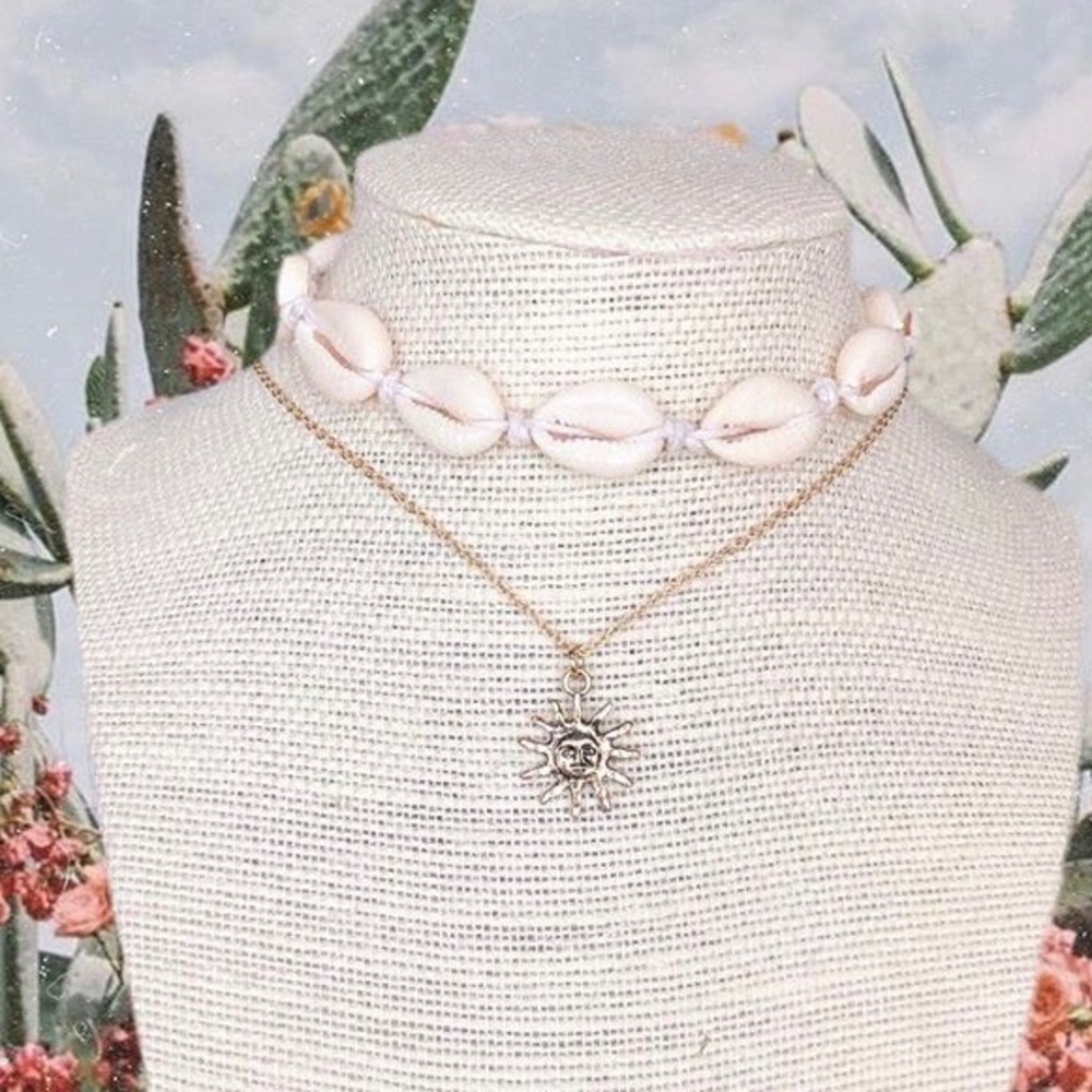 Cowrie shell + sun choker bundle
